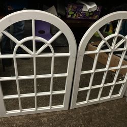 LARGE WHITE-PAINTED WOOD WINDOW-PANE WALL MIRROR