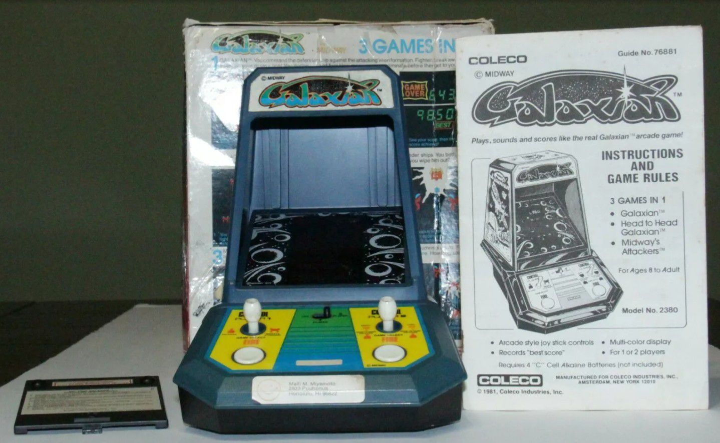 Vintage 1981 Coleco Galaxian Tabletop Arcade Video Game with Manual