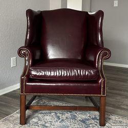 Vintage Lane Leather Shop Oxblood Leather Wingback Chair