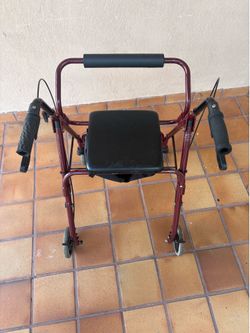 ProBasics maroon rollator padded seat and loop-lock brakes