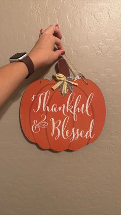 Thankful and Blessed Pumpkin Decor