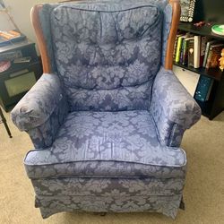 Swivel Rocking Blue Floral Accent Chair