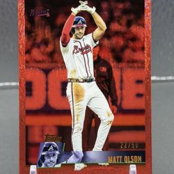 2025 Topps Archives - 1996 Topps Matt Olson #190 Red Hot Foilboard /50