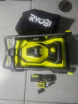 Ryobi 40 Volt hp Brushless 21 in Cordless Battery walk Behind self propelled lawn mower with 2 6.0 ah batteries and charger