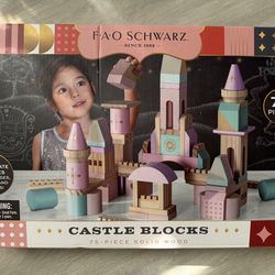 Girls Play Wooden Blocks