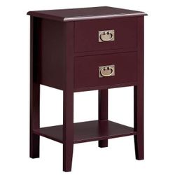 Nightstand with 2 Drawers and Open Shelf,