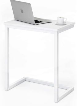 White C-Shaped Side Table