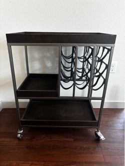 Wood and Leather Bar Cart