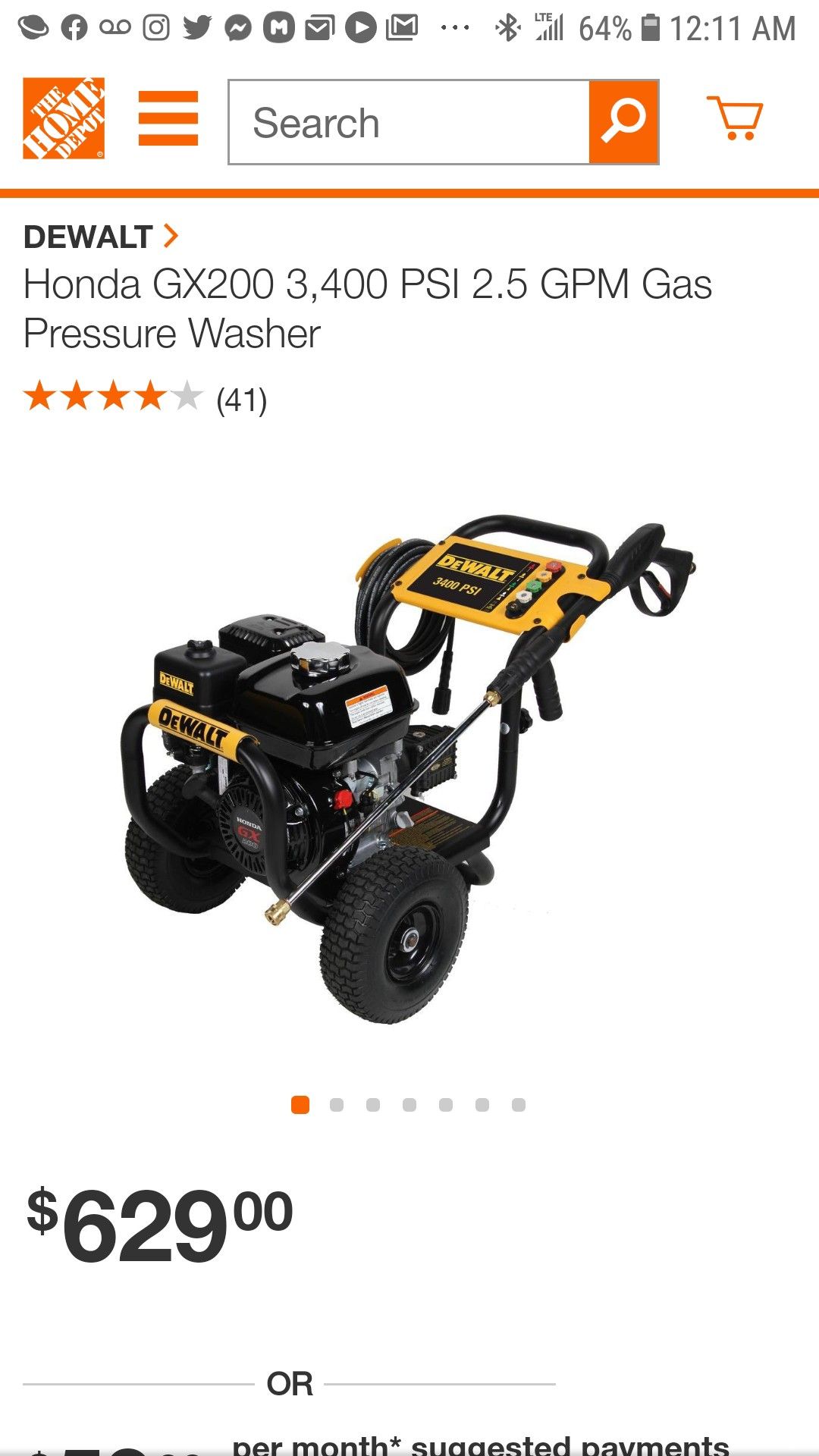Pressure washer Dewalt 3400