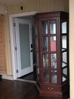 Mahogany wood Book shelf Cabinet w light