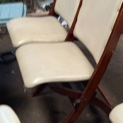 Vintage 2/3 Folding White Leather Venue Seats