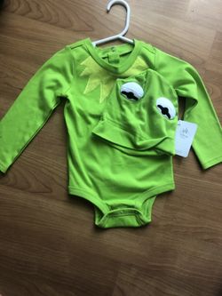 Brand new Kermit the frog costume -organic cotton 18-24 month