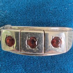 Men's Sterling Silver With Red Stones Size 10