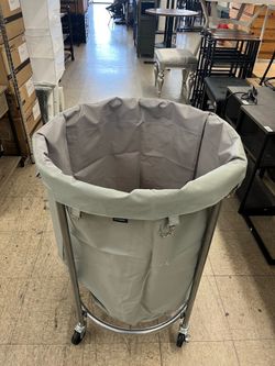 SONGMICS 50.2-Gallon (190 L) Laundry Basket Rolling Round Heavy-Duty Hamper Cart - Gray