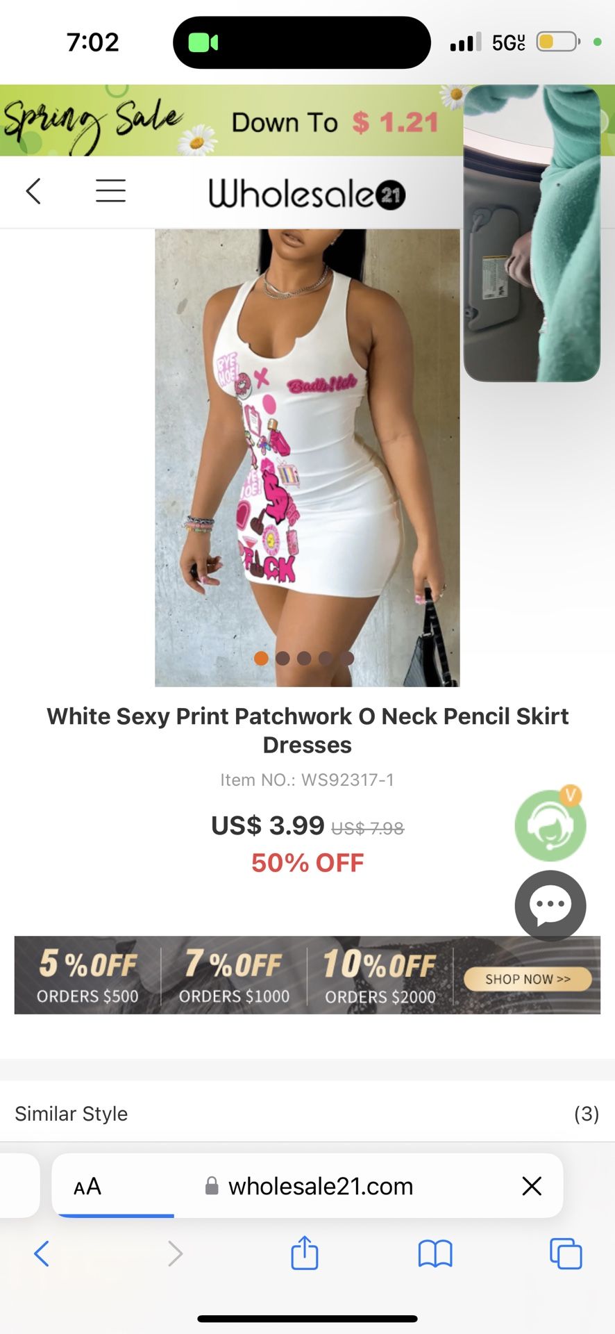 Pink/White Spandex Dress