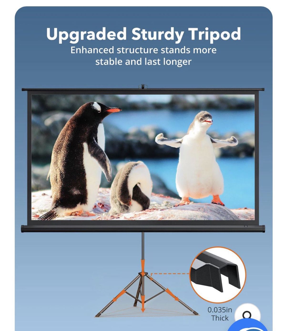 100'' Projector Screen with Stand HP021, Upgraded for Indoor Outdoor Use