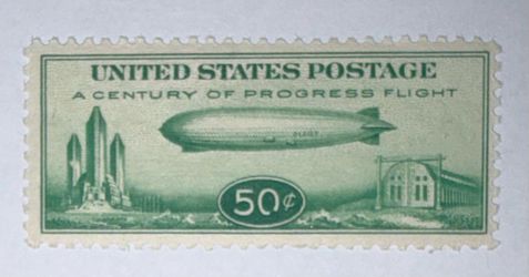 Baby Zeppelin 50 cent “Century in Progress” Airmail Stamp Scott # C18 MNH OG