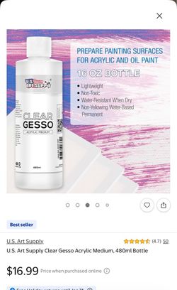 U.S. Art Supply Clear Gesso Acrylic Medium, 480ml Bottle