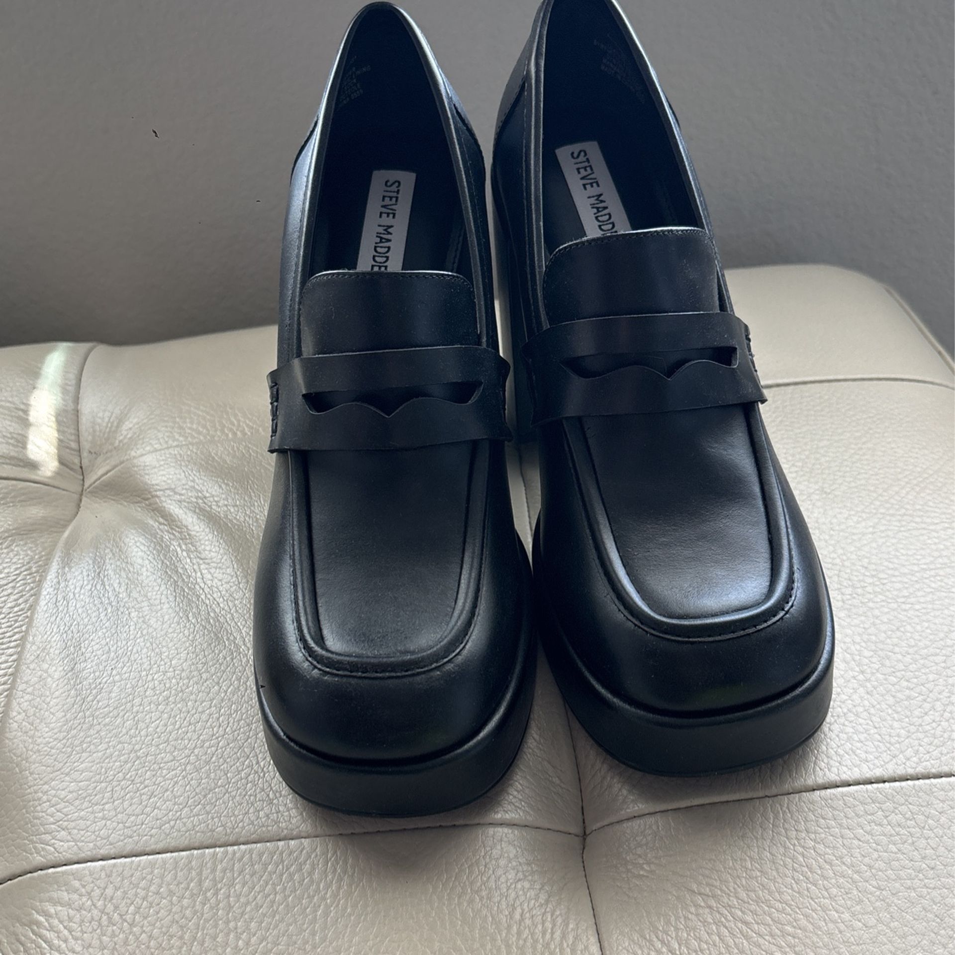 Steve Madden Black Loafer Heels