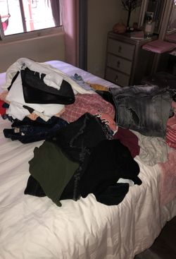 Pants shirts skirts sweaters crop tops