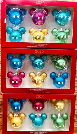 2020 HALLMARK DISNEY MICKEY MOUSE GLASS ORNAMENTS