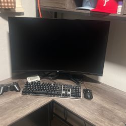 Monitor 27 Pulgadas Con Teclado Y Ratón Con Juego Retro De 5000 Juegos 