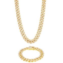 12.5MM CUBAN CHAIN +

BRACELET GOLD & WHITE GOLD