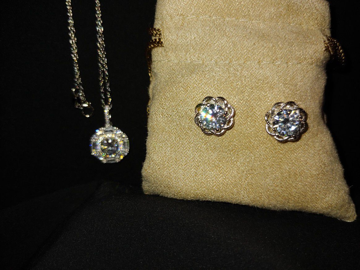 Sterling silver earrings and necklace set