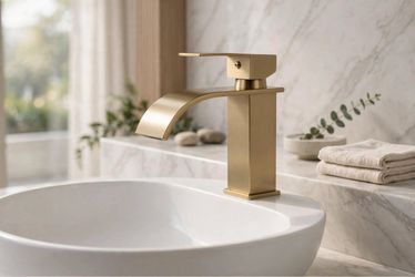 Brushed Gold Waterfall Bathroom Faucet