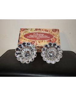 Vintage crystal candle holder set