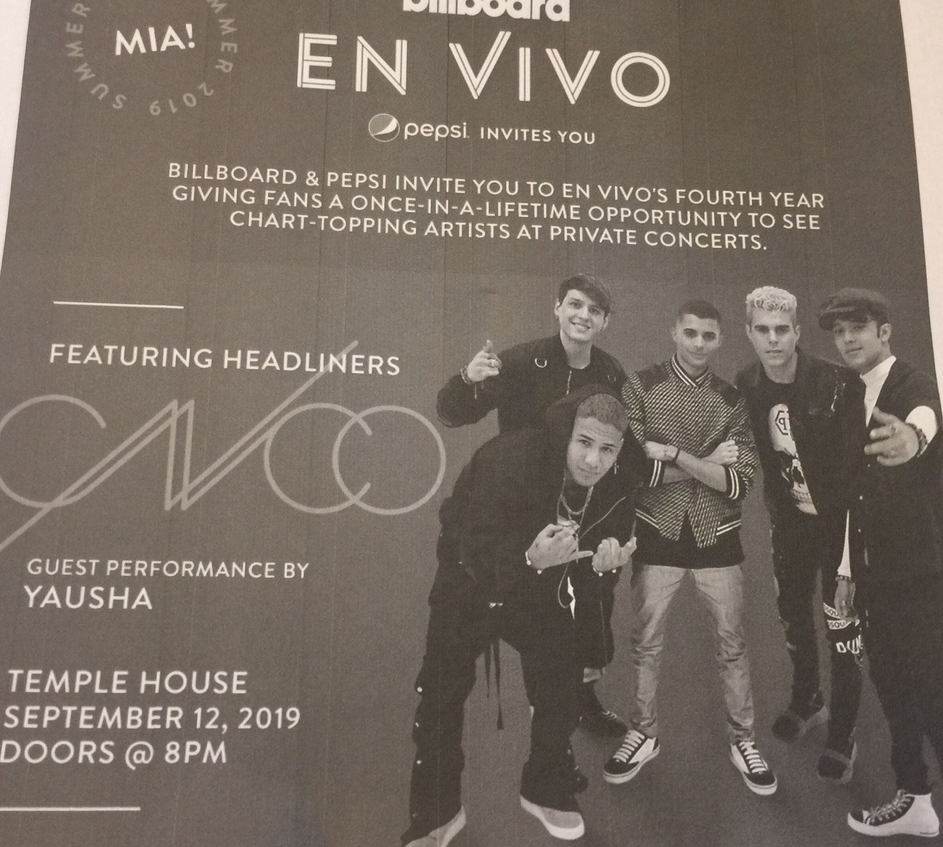 CNCO with Yausha Private Concert @ Temple House Miami Beach 9/12