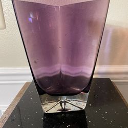  Vintage LSA International Handcrafted Glass Amethyst  Vase 8”