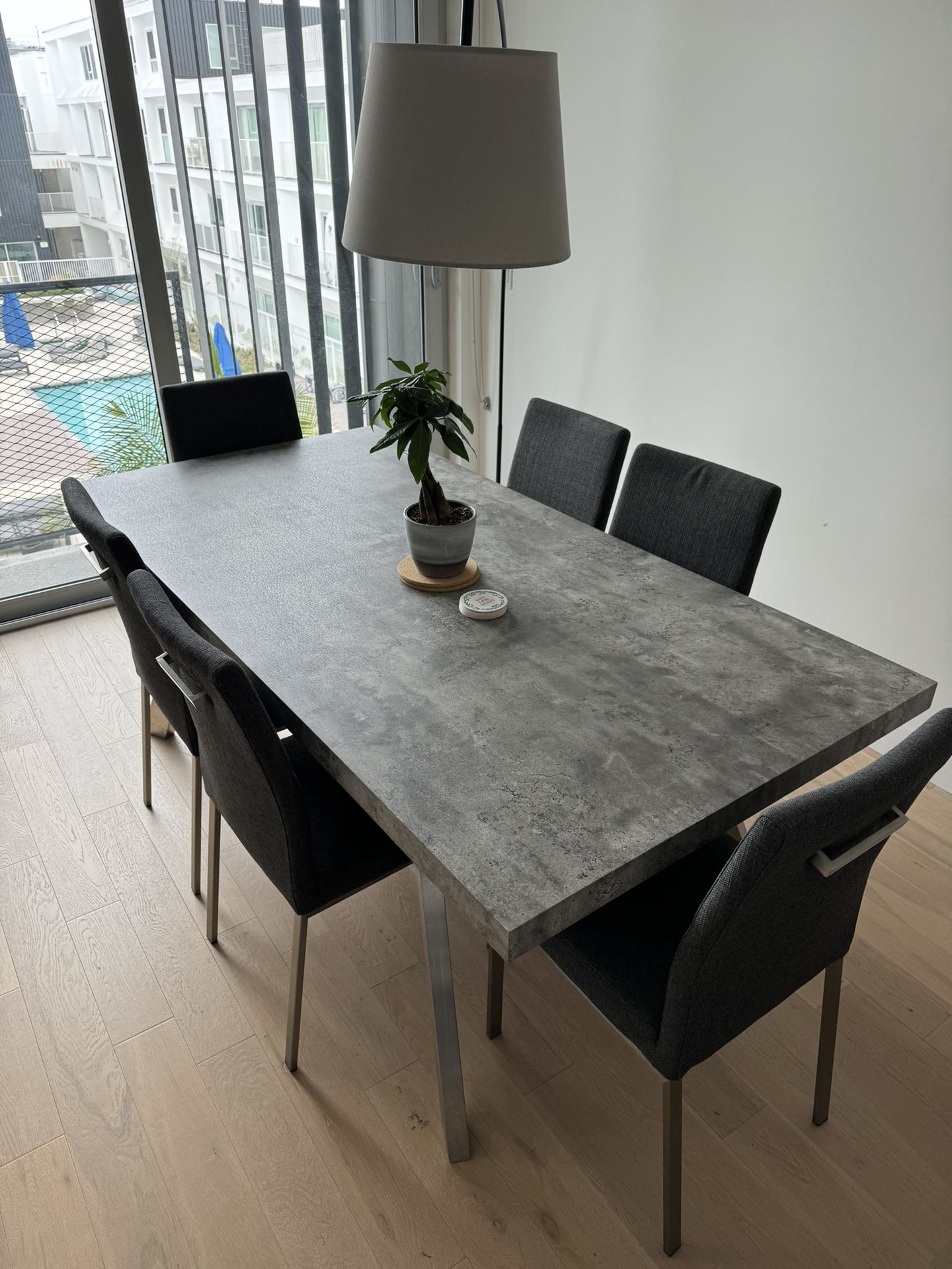 Designer 6 Person Dining Set Grey - Dining Table