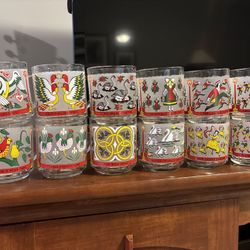 Vintage Luminarc 12 Days Of Christmas Glass Mug 