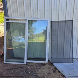 windows:  (2) 59.5" x 59.5", vinyl, side sliding, off-white