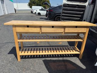 Butchers block kitchen island storage