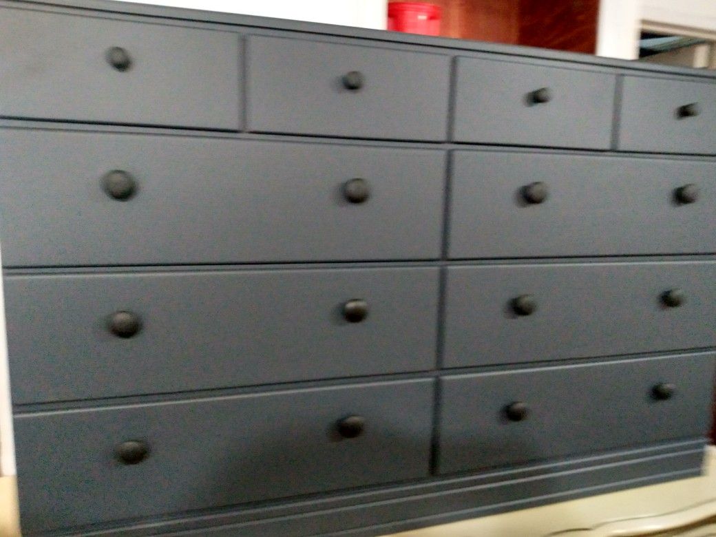 Beautiful grey solid wood dresser!