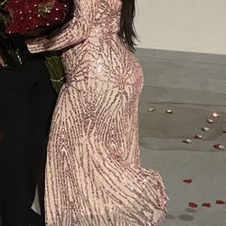 pink long dress PROM 2024
