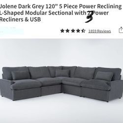 5 Pieces Recliner Sectional With USB 