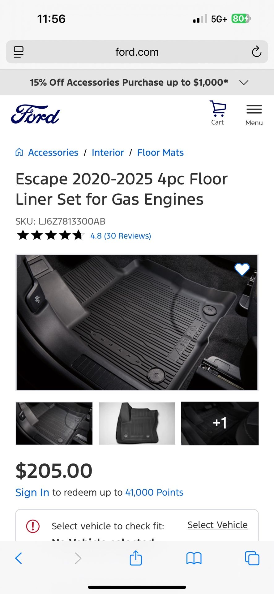 2020-2025 Ford Escape SE All Weather Floor Mats