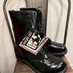 Carolina Boots Black Leather Side Zip Lace Up Combat Paratrooper Men's Size 12