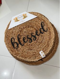 16 new jute place mats one side with script other side no script