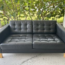 Black IKEA Leather Couch Loveseat 2 Seat Preowned Couch Furniture