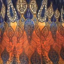 Stretch Spandex Fabric Bolt – Orange/Navy Boho Print