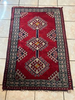 Vintage Turkish Kazak Style Rug 2.5x4 Ft Hand-Knotted Wool Tribal Accent Carpet