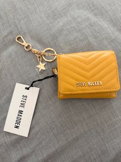 Steve Madden mustard yellow quilted chevron mini wallet