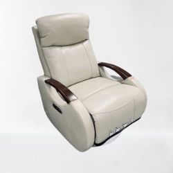 Cream Barcalounger Leather Power Recliner Rocking Chair 