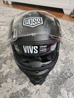 Voss 993 Moto-S Helmet Medium Matte Black + Amber Face Shield New (Unused)