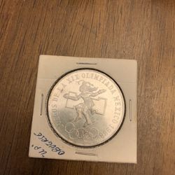 1968 Mexico 25 Pesos Juegos De La XIX Olimpiada Olympics Silver Coin Beautiful