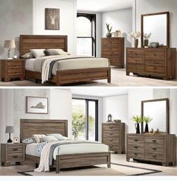 4- Pc Bedroom set Dresser,Mirror  Nightstand (1) Queen size bed frame  Not including Mattress and Box Sp